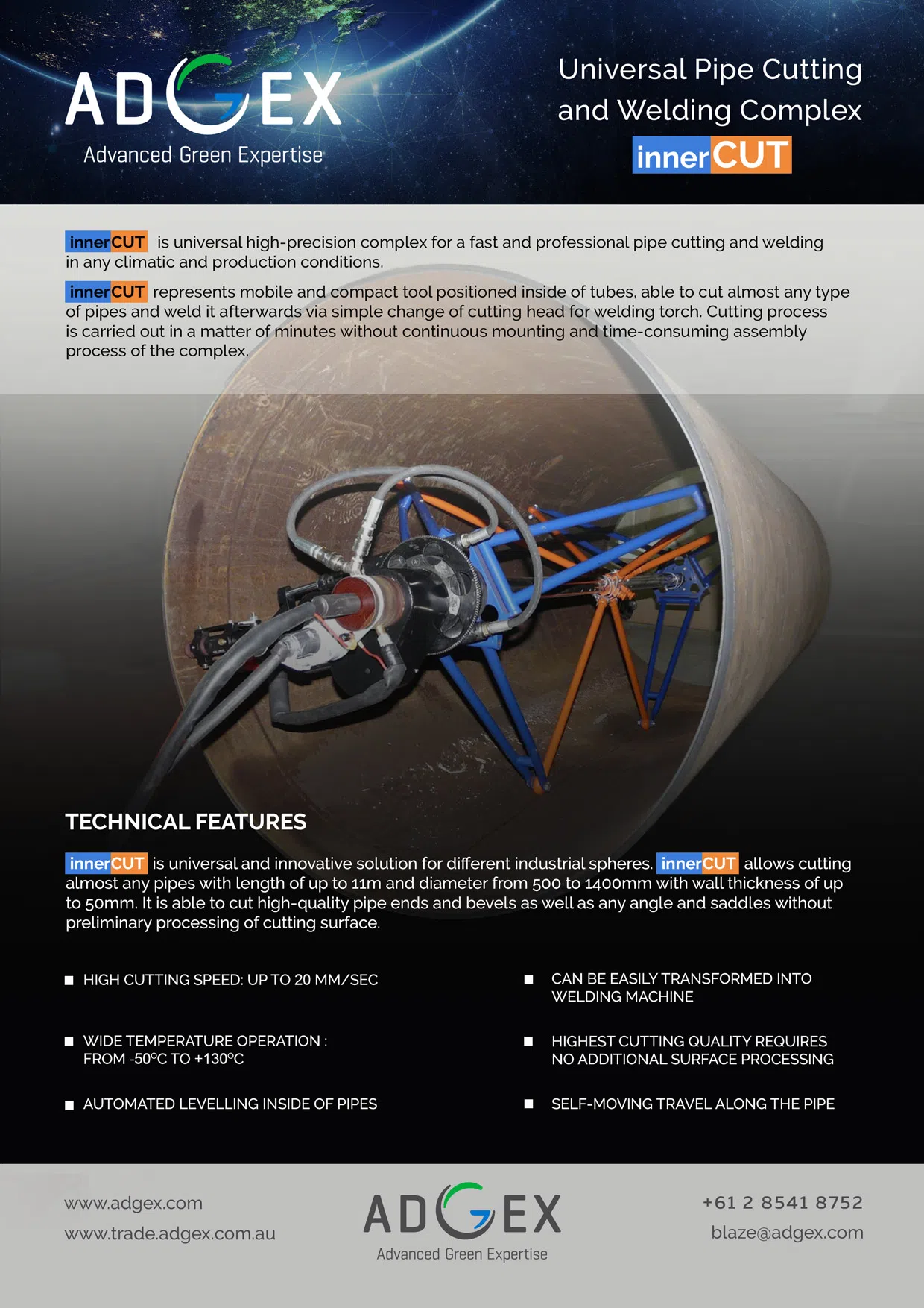 innerCUT - Universal Pipe Cutting Welding Unit